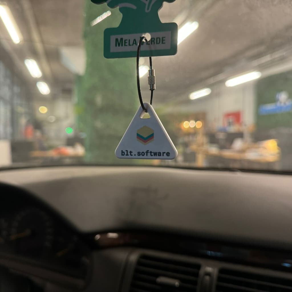 BLT Triangle Tag in car sample